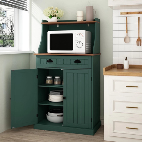 Farmhouse green kitchen - green, pantry